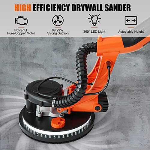 Goplus 750W Drywall Sander, Electric Foldable Sander Machine w/Dust-Free Automatic Vacuum System, 6 Variable Speed 800-1750 RPM