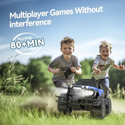 DEERC DE125 1:14 RC Car for Kids,4WD Remote Control Off-Road Monster Truck | RC Rock Crawler with Mist Spray,Metal Shell, LED Lights, 2.4GHz All-Terrain Car, 2 Batteries, Gifts for Beginners and boys