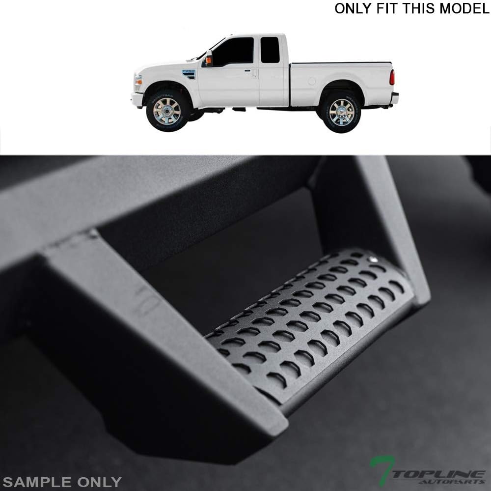 7422454773782 Compatible with 1999-2016 Ford F250 F350 F450 F550 Superduty Super (Extended) Cab Matte Black Hoop Drop Step Side Nerf Bars v2