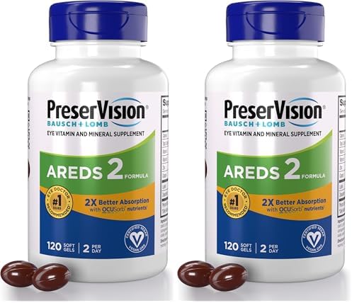 PreserVision AREDS 2 Eye Vitamins, #1 Eye Doctor Recommended Brand, Lutein and Zeaxanthin Supplement with Vitamin C, Vitamin E, Zinc, and Copper, 120 Softgels (Minigels)