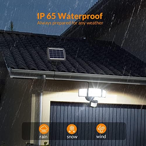 LEPOWER Solar LED Security Lights, PIR Motion Sensor Outdoor, 1600LM, Yard | 5500K Daylight, 72FT180° Motion Sensor Flood Light, 3 Adjustable Head, Easy Install, IP65 Waterproof for Porch, Patio, Garage