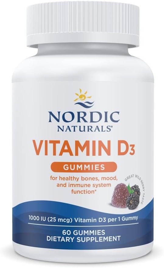 Nordic Naturals Vitamin D3 Gummies,1000 IU D3 + Iron, Wild Berry - 120 Count