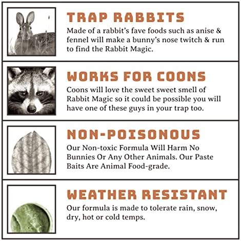 Barons Rabbit Magic Premium Paste Bait 8 Oz | Sweet Scented & Highly Attractive Lure to Get Rid of Wild Rabbits | Outdoor Garden Farm Yard Use | 48