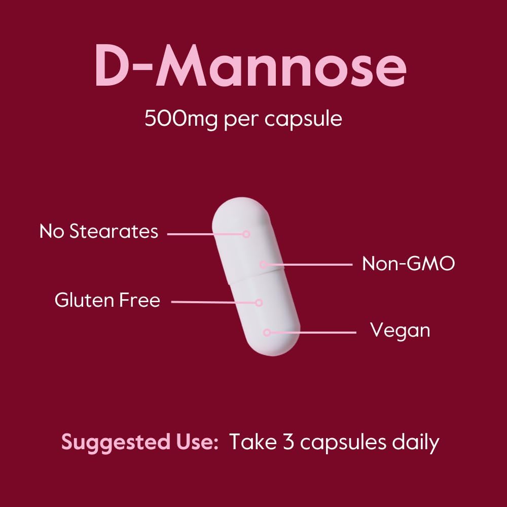 BESTVITE D-Mannose 500mg (240 Veg Caps) - Corn Free - No Fillers - Vegan