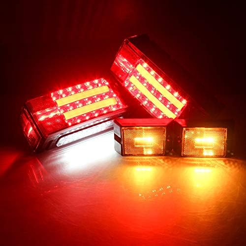 New Submersible LED Trailer Light Kit, Super Bright Brake Stop Turn Tail License Lights for Camper Truck RV Boat Snowmobile Over 80" Inches