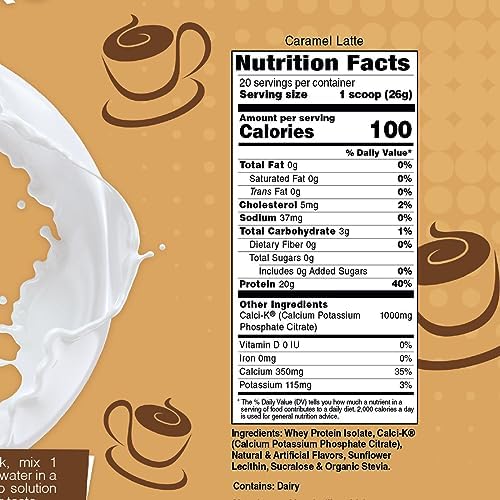 Bariatric Eating Inspire Caramel Latte Sugar-Free 20g Whey Protein Isolate Powder (20 Servings)