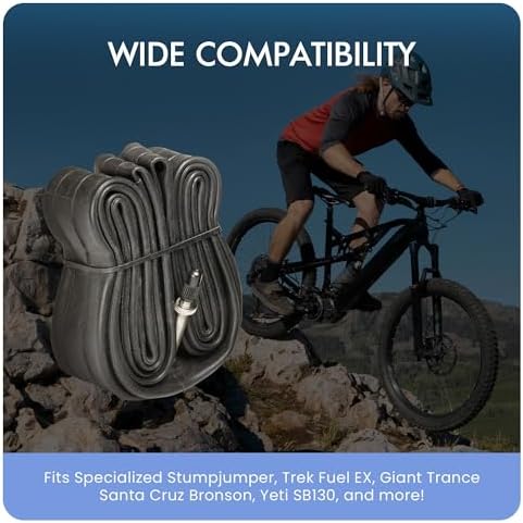 VeloTubes Mountain Bike Inner Tubes - 4 Pack-Select Your Size (26", 27.5", 29"), Presta Valve, Mountain Bicycle Tubes