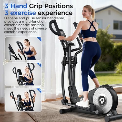 pooboo Elliptical Machine, Elliptical Exercise Machine with 16-Level Resistance&Quiet Magnetic Driving System, Elliptical Machine for Home with LCD Monitor&15.5-17IN Stride, 350LBS Weight Capacity