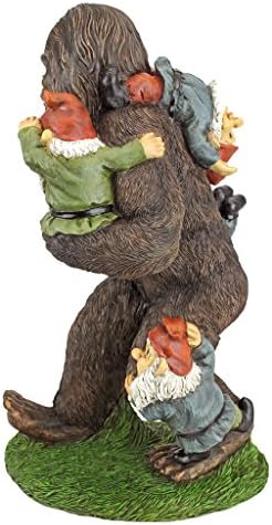 Design Toscano Schlepping the Garden Gnomes Bigfoot Yeti Indoor/Outdoor Garden Statue, 16 Inch Tall, Cast Stone Resin, Painted Full Color Finish