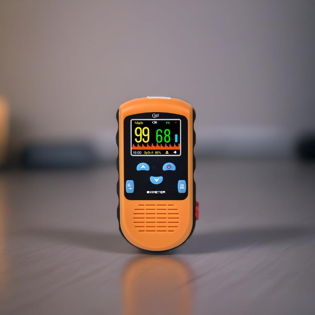 Rechargeable Finger Pulse Oximeter for Adults, Continuous SpO2 & Pulse Rate Readings, Spot Check Mode, Adjustable Alerts, Ideal for Sports