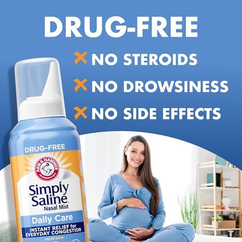 Arm and Hammer, Simply Saline Nasal Care Daily Mist - Instant Relief for Every Day Congestion - One, 4.5 Ounce