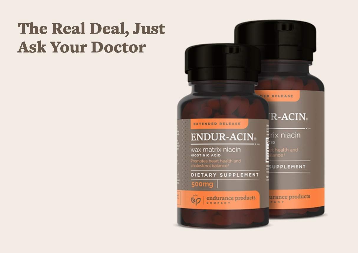 ENDUR-ACIN - Niacin B3 - ER (Extended Release) 500 mg (100 ct) | Nicotinic Acid Formula Supporting Healthy Heart & Cholesterol Balance with