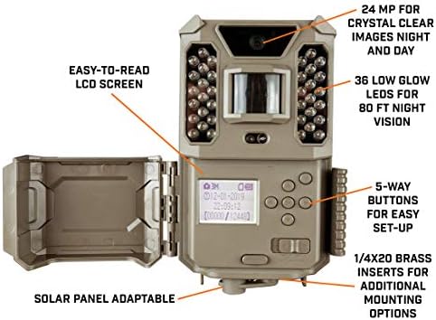 Bushnell Prime Low Glow Trail Camera - 24MP Image Quality, 1080p HD Video, Advanced Sensor Technology for Clear Nighttime Captures, Brown