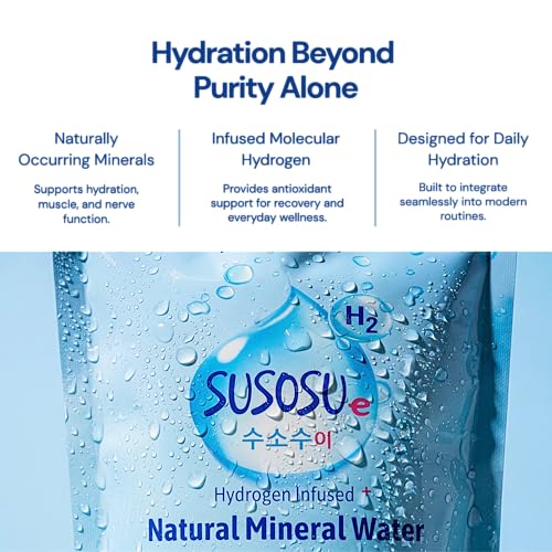 Susosu Hydrogen Water, Korean Mineral Water, 20 Pouches Ready to Drink, 10.5 Fl Oz