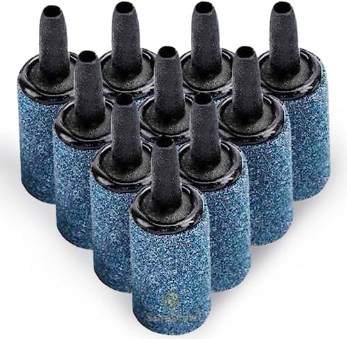 SunGrow 10-Pack Air Stone Bubble Cylinder for Aquarium Air Pump, 1 Inch Fish Tank Air Diffuser Aerator Bubbler for Ponds, Hydroponics & Aquaponics