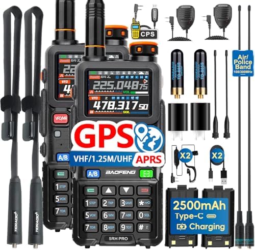 BAOFENG BF-5RH PRO GPS/APRS 10Ｗ Ham Handheld Radio, Multi-Band Long Range Two-Way Radio with 18.89'' Tactical Antenna