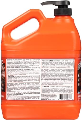 Fast Orange 25108 Pumice Lotion, Heavy Duty Hand Cleaner, Natural Citrus Scent, Waterless Cleaner For Mechanics, Strong Grease Fighter, 7.5 oz