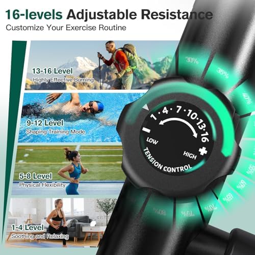 pooboo Elliptical Machine, Elliptical Exercise Machine with 16-Level Resistance&Quiet Magnetic Driving System, Elliptical Machine for Home with LCD Monitor&15.5-17IN Stride, 350LBS Weight Capacity