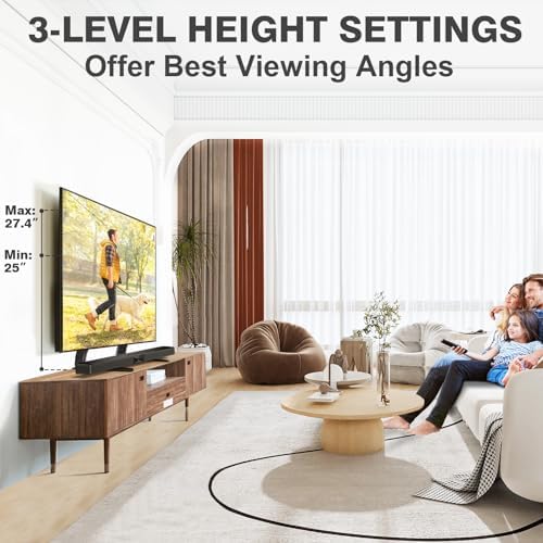 TAVR Universal Table Top TV Stand for 27-65 inch TVs Holds up to 88 lbs | Height Adjustable TV Legs, Strong TV Base, Max VESA 800x500mm, Black
