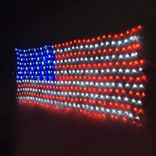 YULIANG LED American Flag Lights, 6.5ft*3.2ft Waterproof Led Flag Net Light Outdoor for 4th of July Decorations, Independence Day, Memorial Day