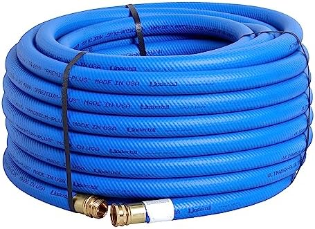 UltraMax Commercial Garden Water Hose 50 ft, Lightweight, Flexible, Anti-Kink, All Weather, 1200 psi, H75-050B, 3/4 Inch x 50 ft, Blue