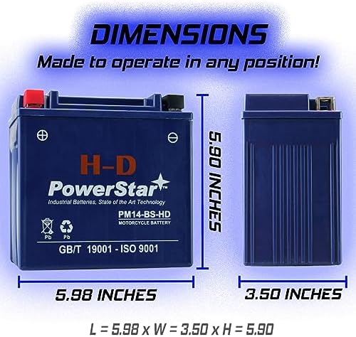 PowerStar YTX14-BS UTV Battery Replacement for Honda Pioneer 1000, Pioneer 700, MUV700, Pioneer 500