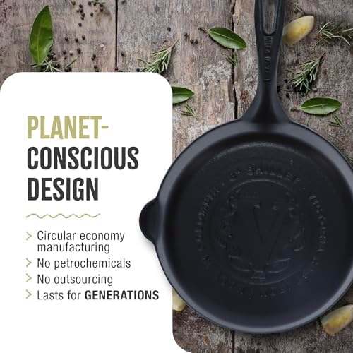 Victoria 8-Inch Cast Iron Skillet, Pre-Seasoned Cast-Iron Frying Pan with Long Handle, Made in Colombia