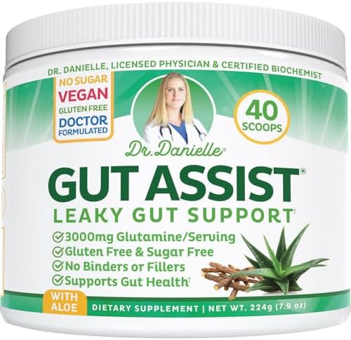 Gut Assist Leaky Gut Support Powder | 40-Servings with L-Glutamine, Arabinogalactan, Licorice Extract