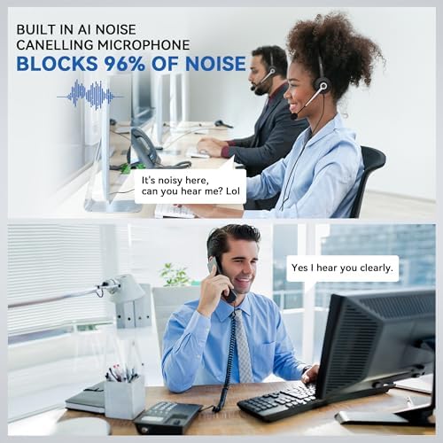 Wantek Corded Telephone Headset Mono w/Noise Canceling Mic for Avaya Aastra Allworx Adtran Alcatel Lucent AltiGen Comdial Digium Gigaset InterTel Mitel Plantronics MiVoice Landline Deskphones(F600S1)