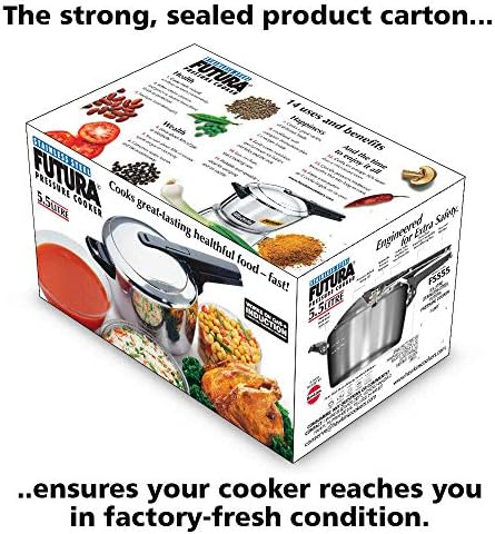Hawkins Futura Inner Lid Pressure Cooker, Stainless Steel Cooker, Induction Cooker, Pan Cooker, Silver Fss55, 5.5 Liter