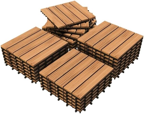Topeakmart 27PCS Interlocking Deck Tiles 12x12 Patio Flooring, Brown