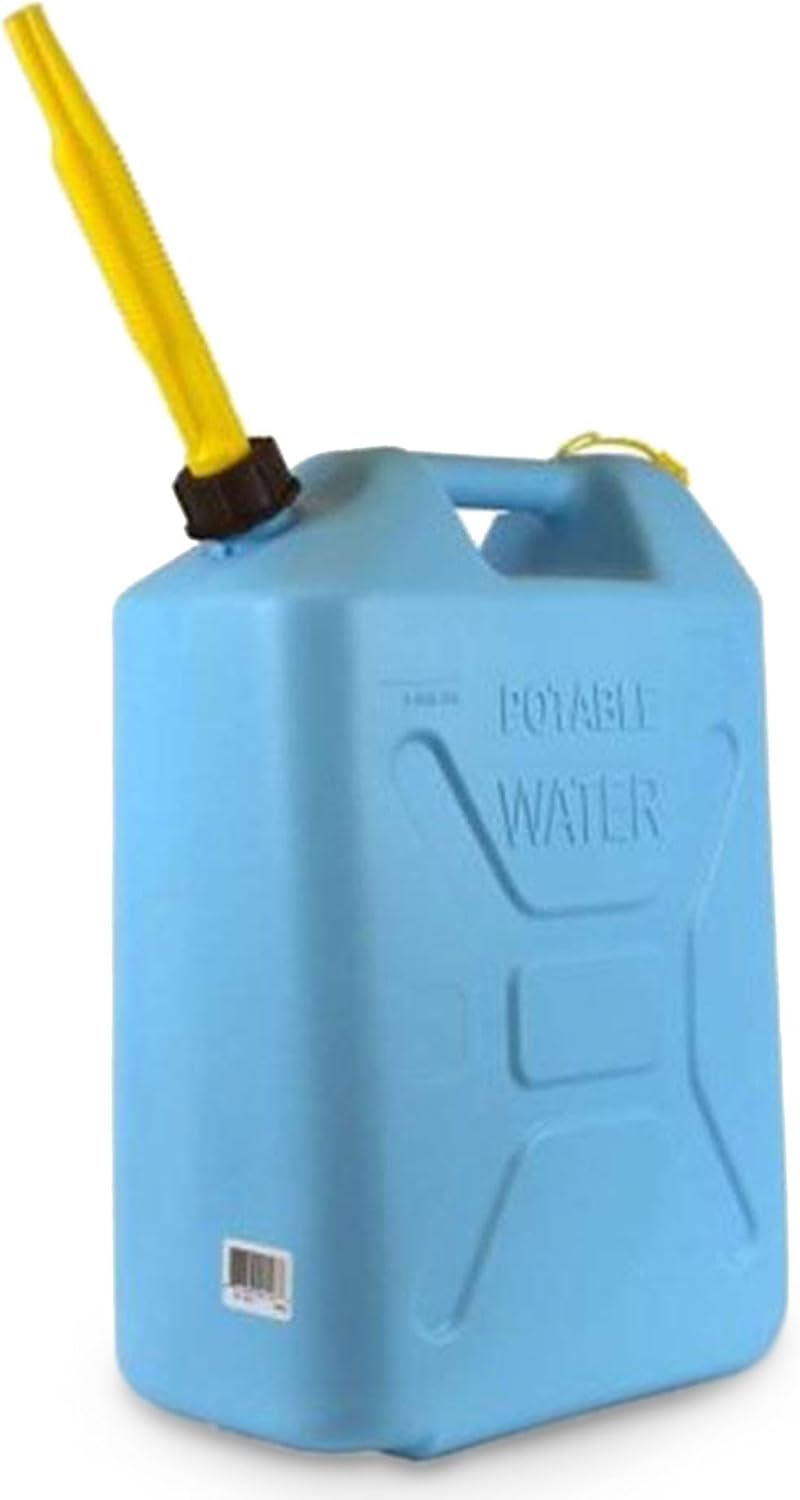 Scepter Portable Plastic Military Style Food Grade 5 Gal Water Jug Container with Reversible Spout for Camping & Emergency Storage, Blue