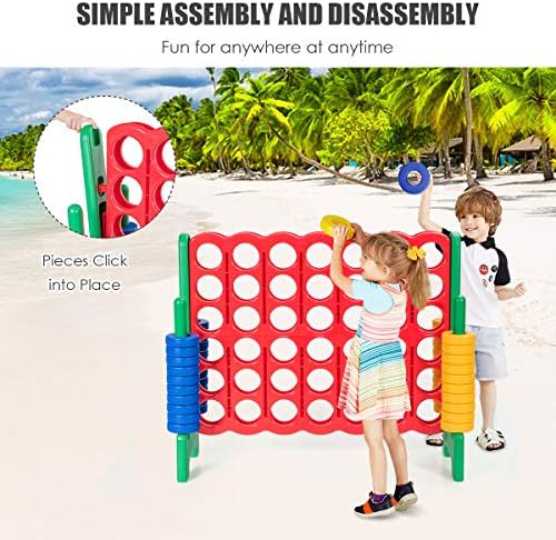 GLACER Giant 4-in-A-Row, Jumbo 4-to-Score Giant Game Set Backyard Games for Kids & Adults