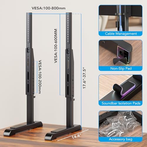 Table Top TV Stand with Height Adjustable TV Legs Replacement for Most 37-86 Inch Flat Curved TVs
