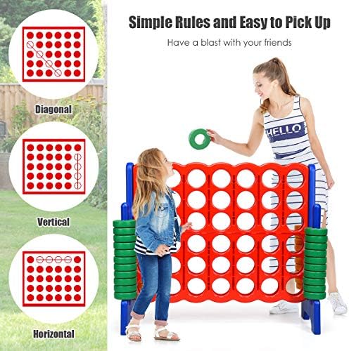 GLACER Giant 4-in-A-Row, Jumbo 4-to-Score Giant Game Set Backyard Games for Kids & Adults