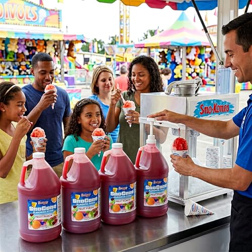 Snappy Fruit Punch Sno Cone Syrup, 1 Gallon 4 Pack, Ready to Use for Snow Cone Machines and Shaved Ice