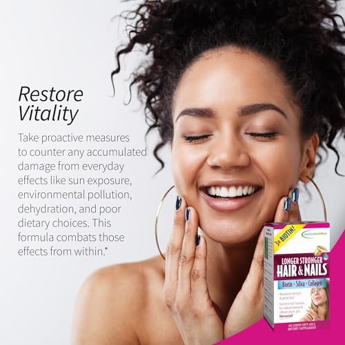 Applied Nutrition Longer Stronger Hair & Nails - 60 Liquid Soft-Gels, Pack of 6 - Biotin, Silica & Collagen - 180 Servings | Biotin | Silica & Collagen | Hair & Nail Support | 6 X 60 Softgels