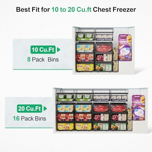 iSPECLE Freezer Organizer Bins - 2 Pack Expandable Freezer Bins for 10 to 20 Cu.Ft Chest Freezers