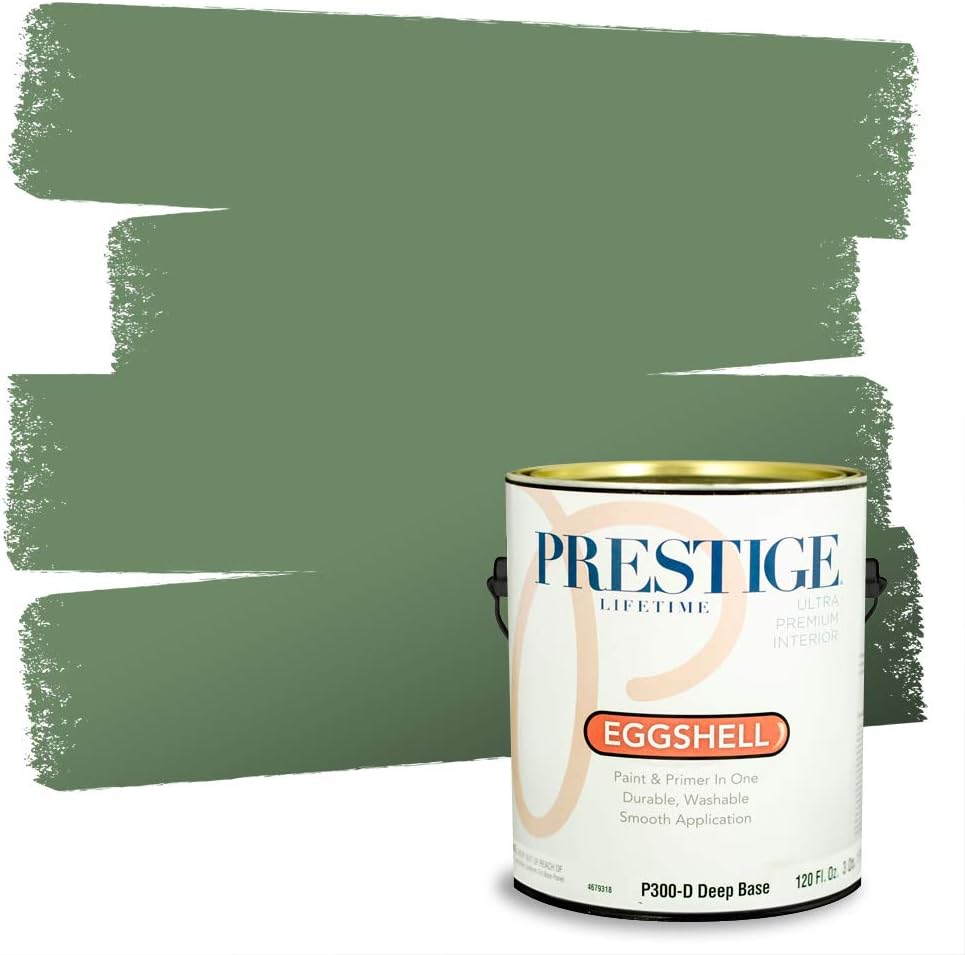 PRESTIGE Paints Exterior Paint and Primer In One, 1-Gallon, Semi-Gloss, Comparable Match of Sherwin Williams* Shamrock*