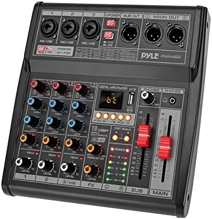 Pyle Professional DJ Audio Mixer - 3-Channel Controller with 16 Preset DSP Effects - USB Interface - 3 Mic/Line Inputs - +48V Phantom Power