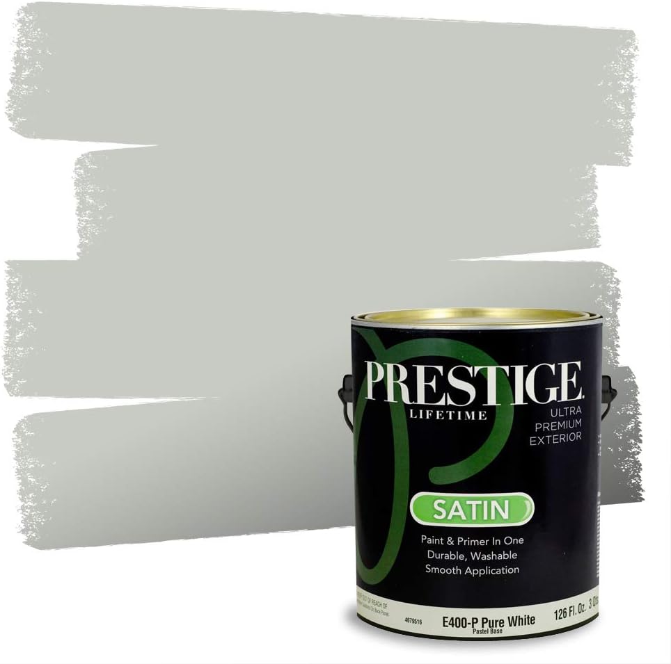 PRESTIGE Paints Exterior Paint and Primer In One, 1-Gallon, Flat, Comparable Match of Sherwin Williams* Grizzle Gray*