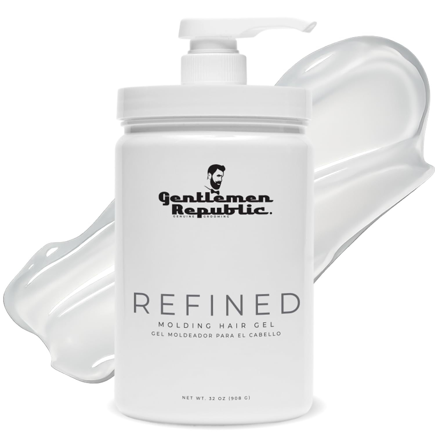 Gentlemen Republic 8oz Refined Hair Gel, 24 Hour Shine and Hold | Humidity resistant, alcohol-free formula that never flakes — professional hold made in the USA