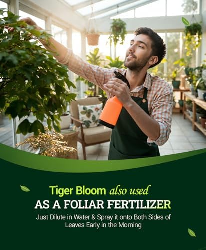 FoxFarm Tiger Bloom Liquid Plant Food - Phosphorus Fertilizer for Buds, Blooms & Flowering - Supports Soil & Hydroponic Systems - High Micronutrient Formula with 2-8-4 Nutrient Ratio - 1 Quart