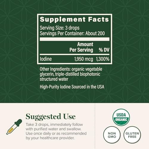 Global Healing Center - Detoxadine - Organic Nascent Liquid Iodine Supplement Drops for Thyroid Support, Detox Cleanse, and Metabolism - Non-GMO