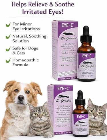 Eye-C All-Natural Eye Drops for Dogs, Cats | Human Quality Zinc & Vitamin C | Veterinarian Recommended Eye Care | Soothe, Wash