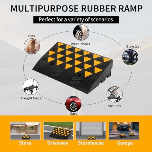 BESEA 6 Inch High Rubber Curb Ramp 23.6" Long, Heavy Duty Driveway Ramp