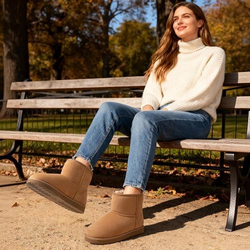 Zizor Women's Cozy Short Bootie Slippers, Winter Warm Hard Bottom House Shoes with Fuzzy Lining