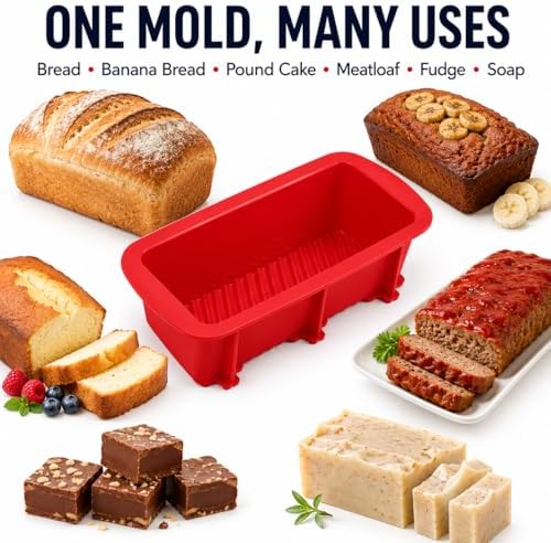 Set of Two Nonstick Loaf Pan For Homemade Bread Making,Soap, Fudge, Meatloaf and more (2 Pack Bread Mold)