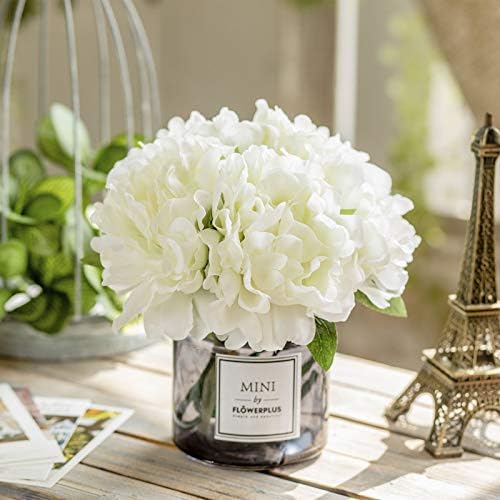 MOOMASS Artificial Peony and Glass vase, Ins Style Artificial Flower Glass Bottle Set, Suitable for Living Room, Dining Table, Office, Wedding