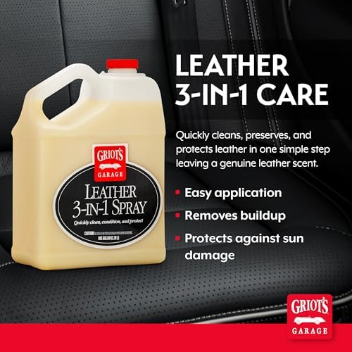 Griot's Garage Leather 3-in-1 Spray, Cleaner and Conditioner for Leather and Vinyl, Car Seats and Vehicle Interior, Truck, RV, Boats, and Home, 10963, 22 oz